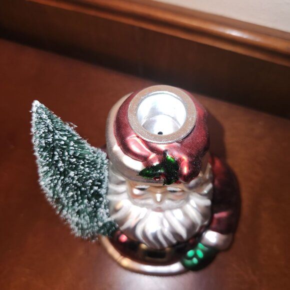 Mercury Glass Santa Taper Candleholder Handpainted By Department 56 - Picture 2 of 7